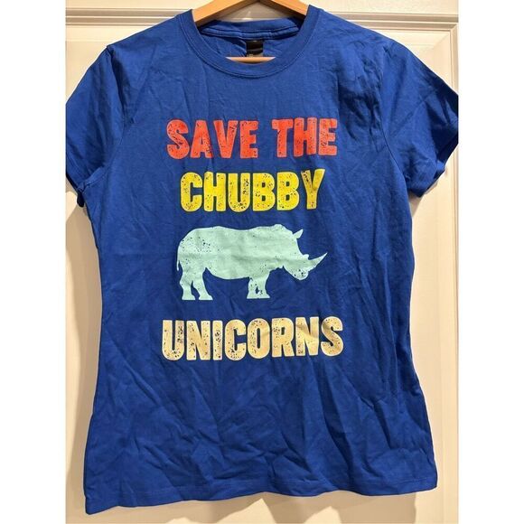 Save the Chubby Unicorns Women's T-shirt size Small - Picture 1 of 2